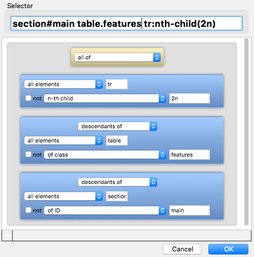 CSS Selector visual builder